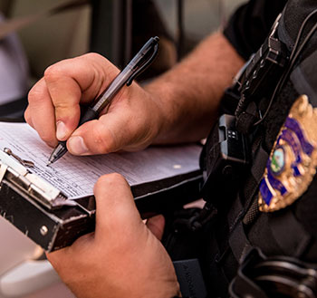 Picture of officer writing on clipboard