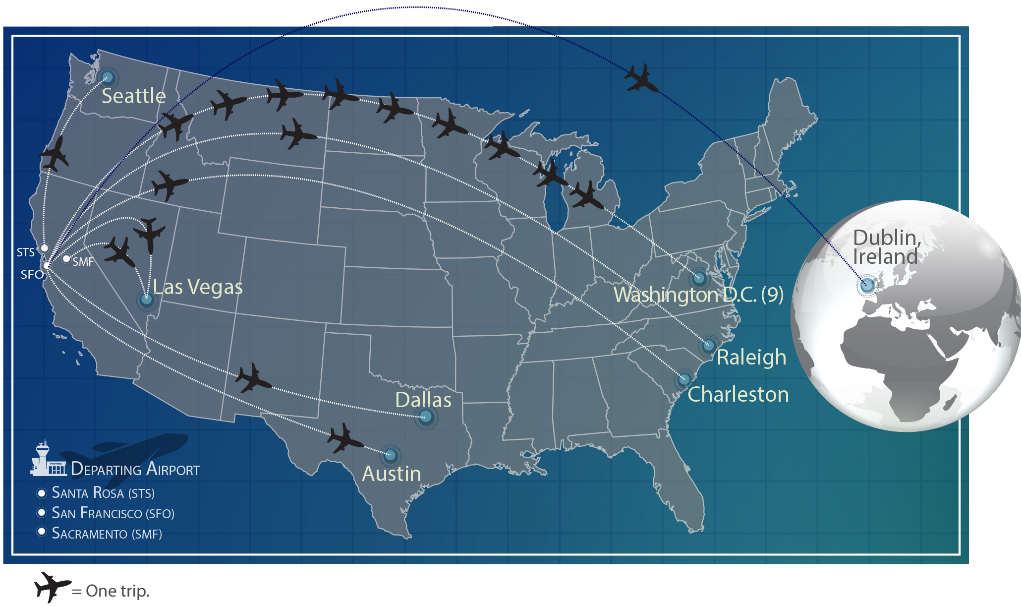 Figure 5 is a map displaying the out-of-state travel by the chief executive officer.